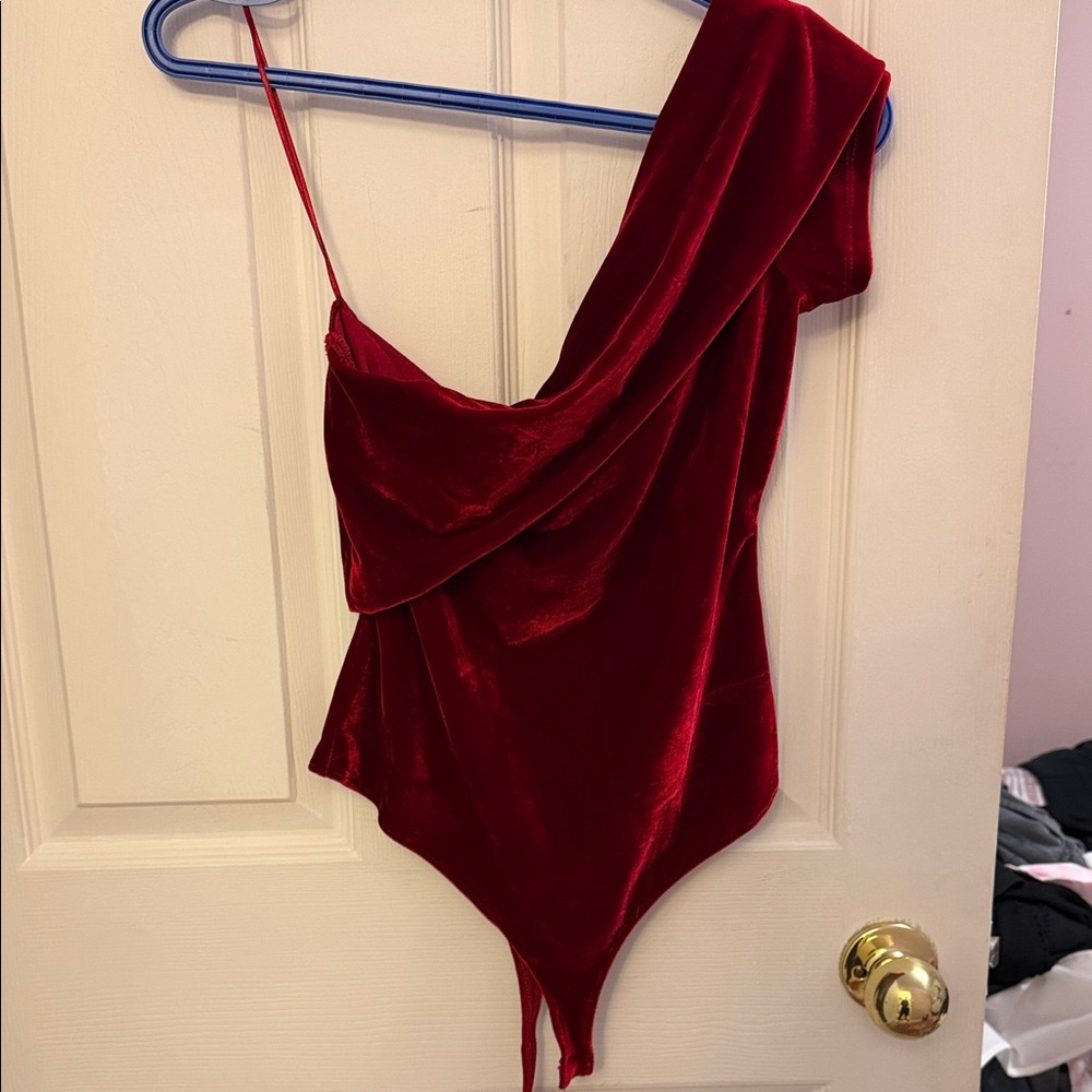 Mango Rich Red Velvet Top
